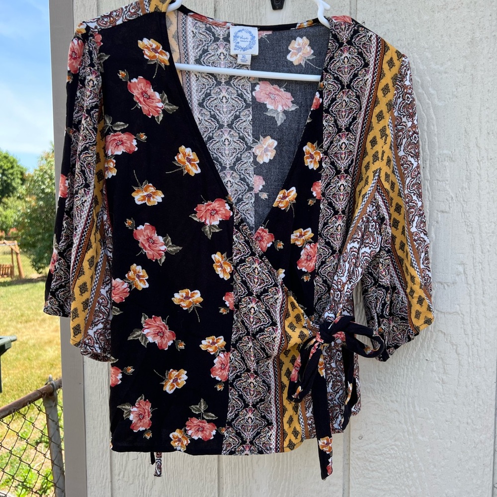 Women’s wrap blouse multi pattern